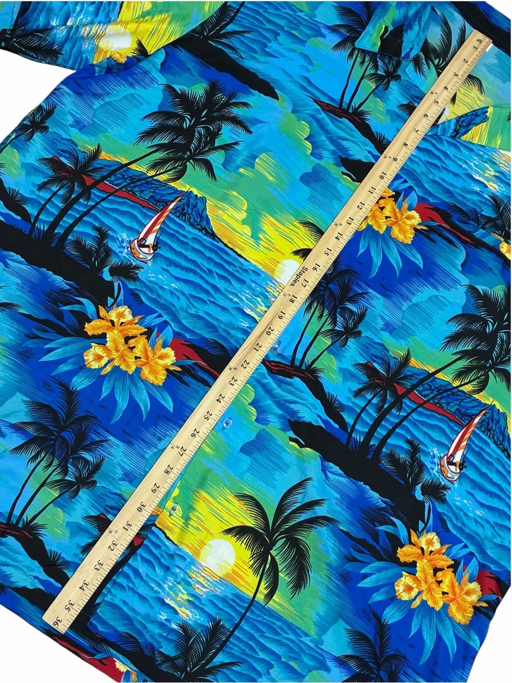 King Kameha Hawaiian Shirt Mens Plus Sz 6XL Tropical Palm Tree Ocean Aloha Blue - Picture 7 of 8